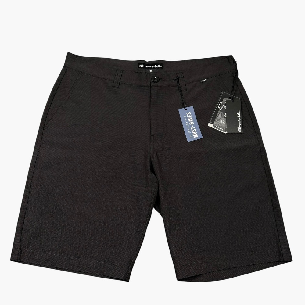 TravisMathew Beck Shorts Men 34 Black Stretch Performance Golf